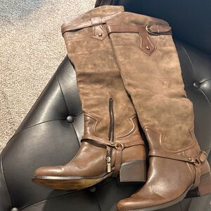 Boutique 9 Brown Suede and Leather Over-the-Knee Boots
